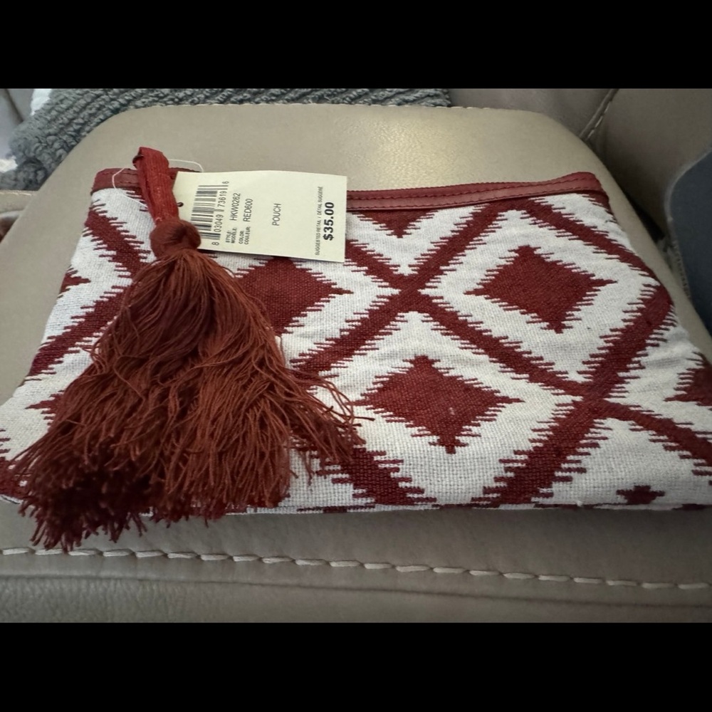 Geometric Patterned Pouch with Tassel